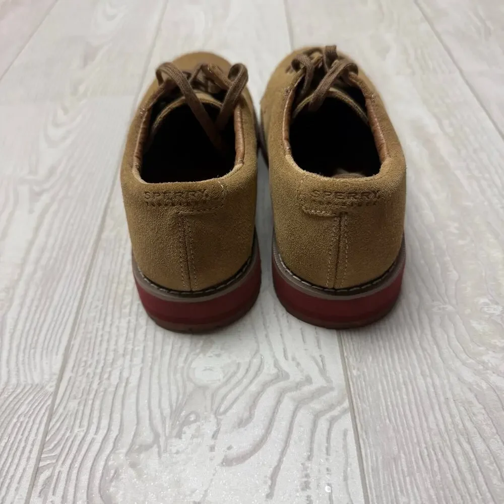 Sperry Top-Sider Tevin Boys Suede Oxford Shoes Brown Red Sole Size 13M